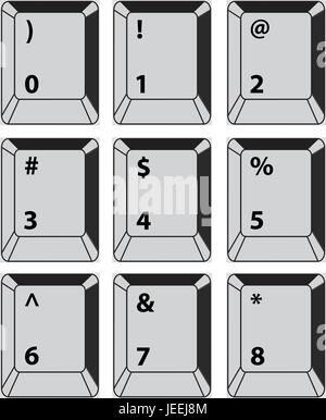Vectors Simple set of Main Keyboard Keys. Stock Vector