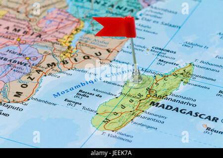 Photo Of Madagascar Marked By Red Flag In Holder Country On African Jeek7a 