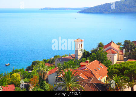 Herceg Novi old town and the Bay of Kotor, Montenegro Stock Photo