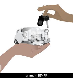 hand holding car symbol of purchase the car concept. vector ...