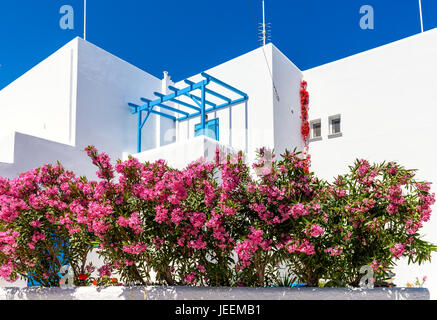 Traditional Greek style architecture in Naxos (Chora) town on Naxos island, Cyclades, Greece Stock Photo