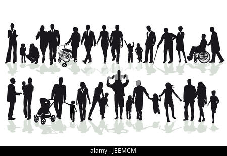 Group of family and member silhouettes Stock Photo