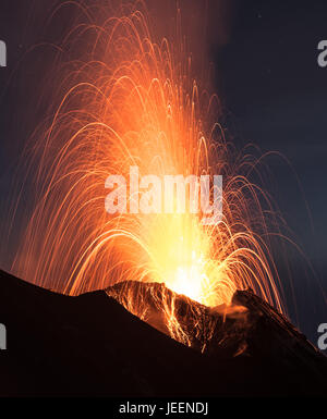 Strong Strombolian Volcanic Eruption From Stromboli Volcano (Eolian ...