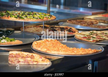 Pizza by the slice, Stromboli Pizza, East Village, Manhattan, New York Stock Photo