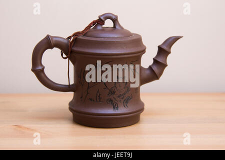 Traditional Purple Clay Teapot Stock Photo