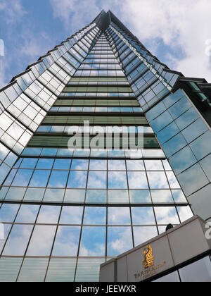 Vertical streetview of the International Commerce Centre in Hong Kong, China. Stock Photo