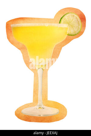 Cutout of retro styled photo of Margarita cocktail Stock Photo