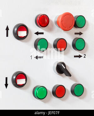 Control panel of industrial equipment closeup. Stock Photo
