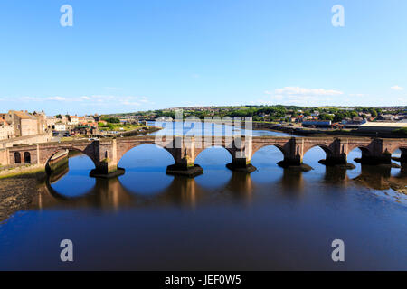 The Old Bridge, Berwick upon Tweed. Englands most northerly town. Stock Photo