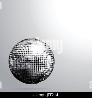 3D Illustration of Silver Disco Ball with Shadow Stock Vector