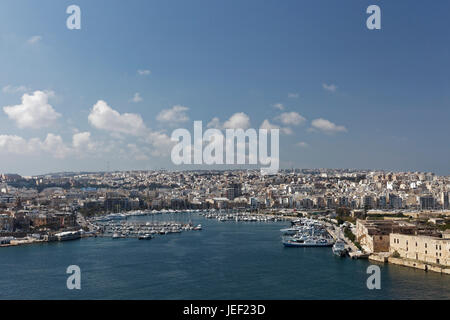 Marina at Lazzaretto Creek, Marsamxett Harbor, view from Valletta, Malta Stock Photo