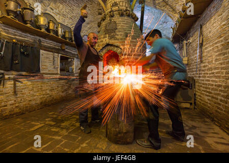Blacksmith workshop in Bukhara, Uzbekistan. Stock Photo