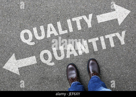 Quality quantity success choice choose business concept businessman decision Stock Photo
