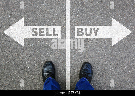 Sell buy selling buying goods stock exchange banking business concept import Stock Photo