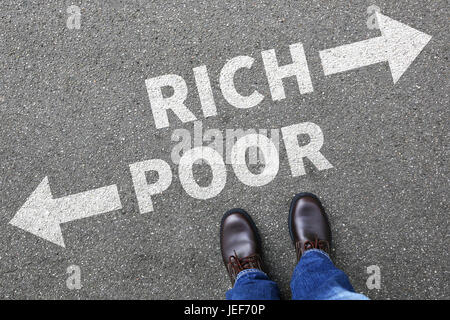 Poor rich poverty finances financial success successful money business concept finance Stock Photo