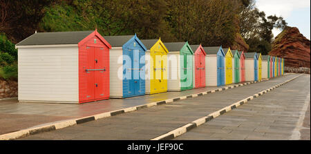 New beach huts at Coryton's Cove, Dawlish. Stock Photo