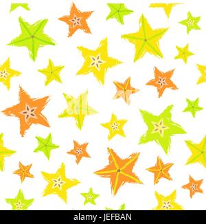 Starfruit Background Painted Pattern Stock Vector