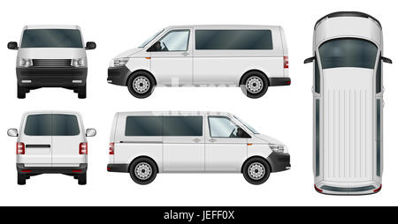 Minivan vector template on white background. Isolated city minibus. Stock Photo