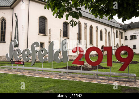 Sign for Seefeld 2019, 52nd FIS Nordic World Ski Championships will be held in February 20-March 3 2019 in Seefeld in Tirol, Tyrol, Austria. It is the Stock Photo