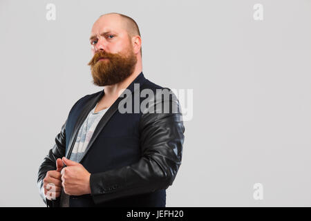 Brutal man with ginger beard Stock Photo