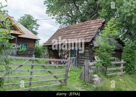 Typical wooden house in Maramures region, Romania Stock Photo