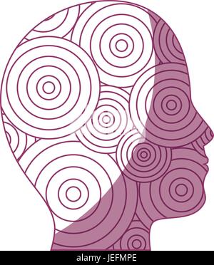 human head and circular shapes icon over white background vector ...