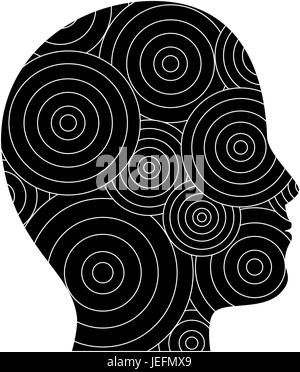 human head and circular shapes icon over white background vector ...