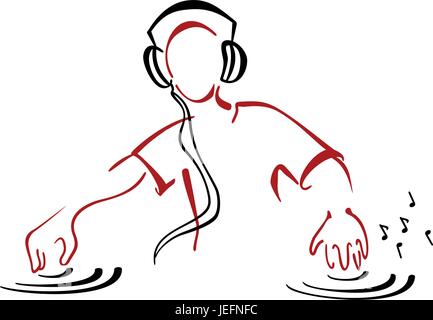 DJ behind console Stock Vector