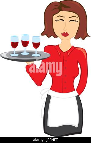 Waitress with wine Stock Vector