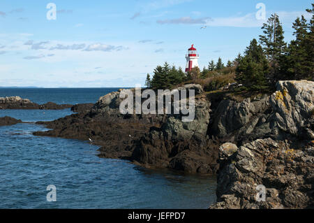 lighthouse in Maine, October, 2012. Accessible by land only briefly at low tide Stock Photo