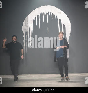NEW YORK, NY - February 01, 2017: Joshua Cooper and Laurence Chandler walk the runway at the Rochambeau show during New York Fashion Week Men's F/W 20 Stock Photo