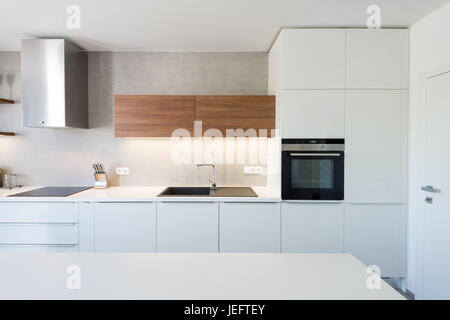 Modern kitchen interior with with built-in appliances Stock Photo