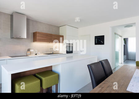 Modern kitchen interior with with built-in appliances Stock Photo