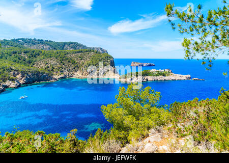 Amazing view of Ibiza northern coast between Cala Xarraca bay and Cala Benirras bay, Spain Stock Photo