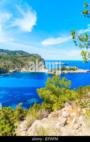 Amazing view of Ibiza northern coast between Cala Xarraca bay and Cala Benirras bay, Spain Stock Photo