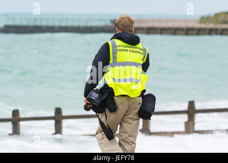 Council photographer at an outdoor event. Official photographer. Stock Photo