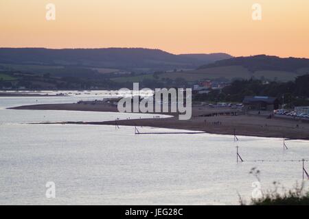 Exmouth Beach at Sunset from Orcombe Point, World Heritage Site, Jurassic Coast. Exmouth, Devon, UK. June, 2017. Stock Photo