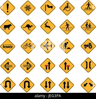 warning road signs, traffic signs vector set Stock Vector