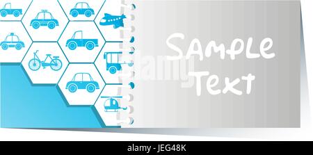 Card template with different transportations illustration Stock Vector