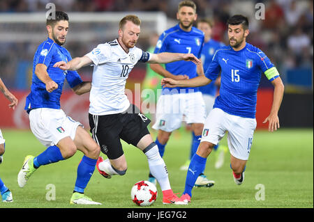 Roberto Gagliardini Maximilian Arnold (GER) Marco Benassi during the UEFA European Under-21 match between Italy and Germany on June 24, 2017 in Krakow, Poland. (Photo by MB Media) Stock Photo