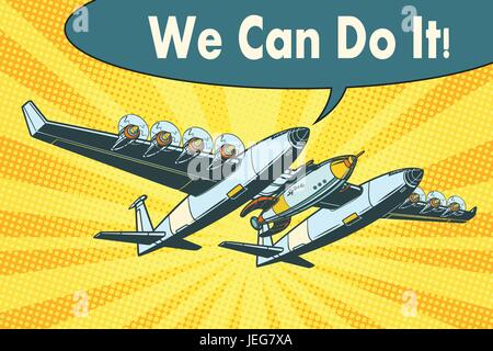 Airplane to send rockets into space we can do it Stock Vector