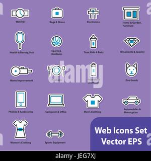 The set of flat icons for web sites. Stock Vector