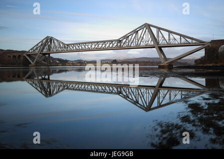 Connel Bridge reflections in Falls of Lora Stock Photo