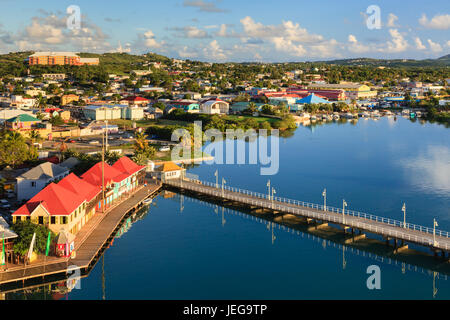 St Johns waterfront.  St Johns is the capital of the island of Antigua, one of the Leeward Islands in the West Indies. Stock Photo