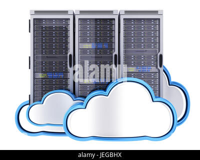 Abstract database and cloud. 3d illustration Stock Photo