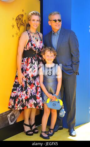 Los Angeles, USA. 24th June, 2017. Kristen Wiig, Nev Scharrel, Steve Carell at arrivals for DESPICABLE ME 3 Premiere, Shrine Auditorium, Los Angeles, CA June 24, 2017. Credit: Dee Cercone/Everett Collection/Alamy Live News Stock Photo