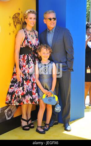 Los Angeles, USA. 24th June, 2017. Kristen Wiig, Nev Scharrel, Steve Carell at arrivals for DESPICABLE ME 3 Premiere, Shrine Auditorium, Los Angeles, CA June 24, 2017. Credit: Dee Cercone/Everett Collection/Alamy Live News Stock Photo