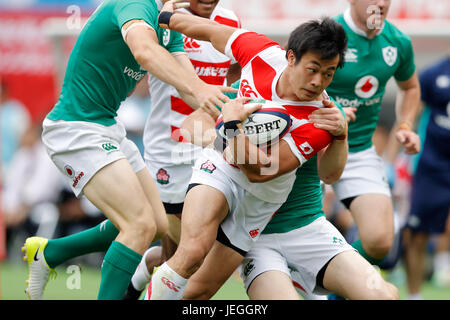 Tokyo, Japan. 24th June, 2017. Kenki Fukuoka (JPN) Rugby : Lipovitan D Challenge 2017, Rugby test match between Japan 13-35 Ireland at Ajinomoto Stadium in Tokyo, Japan . Credit: Yusuke Nakanishi/AFLO SPORT/Alamy Live News Stock Photo