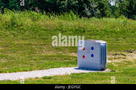 large white archery target on the range Stock Photo