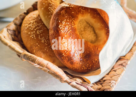 Close up of bagels with sesame seed Stock Photo